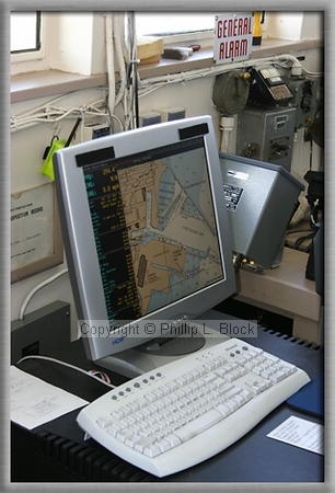 Port Washington Harbor on Computer Monitor Pilot House of Steamer Herbert C. Jackson