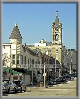 Main Street Looking West with Old Ozaukee County Courthouse