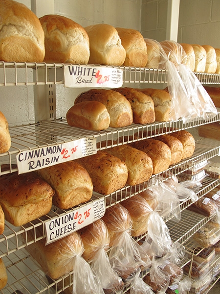 Freshly baked bread at the Amish bakery