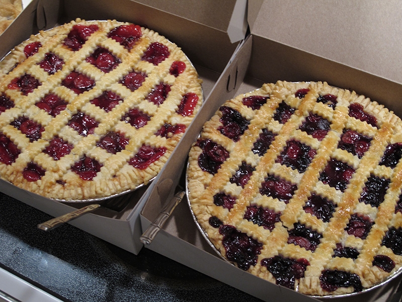 Fresh cherry and berry pies