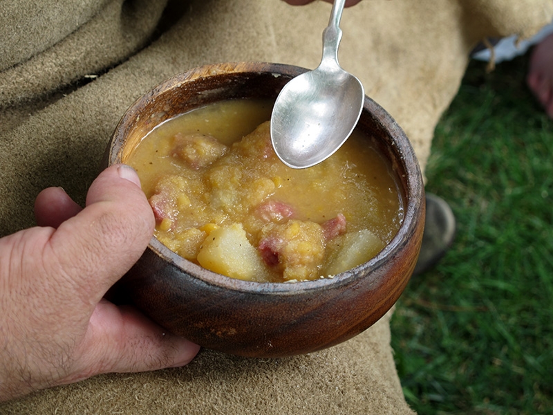 Split pea soup for lunch at at the Revolutionary War Re-enactment