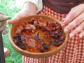 Bacon cooked over an open fire at the Revolutionary War Re-enactment