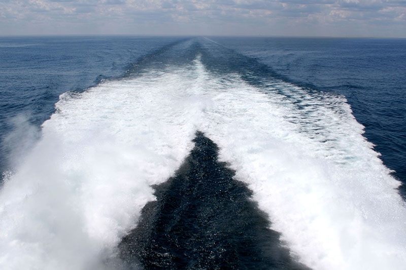 Lake Express Car Ferry - Wake at 40 mph on Lake Michigan