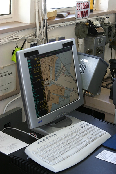 Navigation computer aboard bulk freighter Herbert C. Jackson - Port Washington, Wisconsin