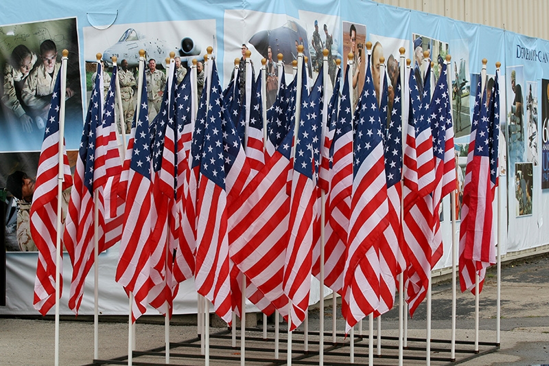 U.S. Flag Display at Armed Forces Exhibit, EAA AirVenture, Oshkosh, Wisconsin