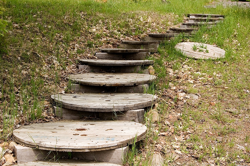 Wooden Stairsteps made from Cable Spools - Lac La Belle
