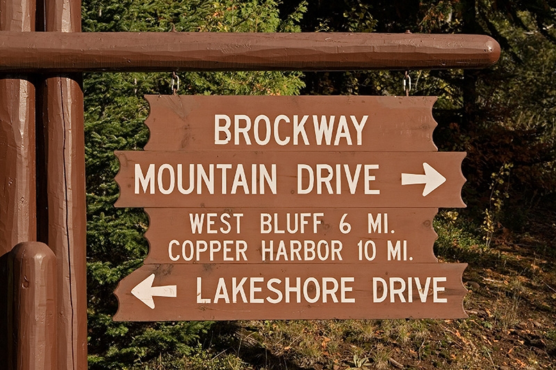 Brockway Mountain Drive Sign - M-26, Keweenaw County, Michigan