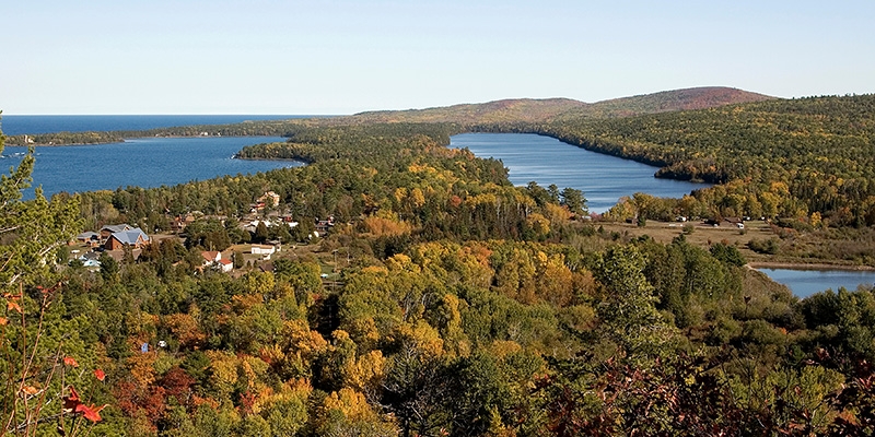 Brockway Mountain Drive overlooking Copper Harbor and Lake Fanny Hooe - Keweenaw County, Michigan