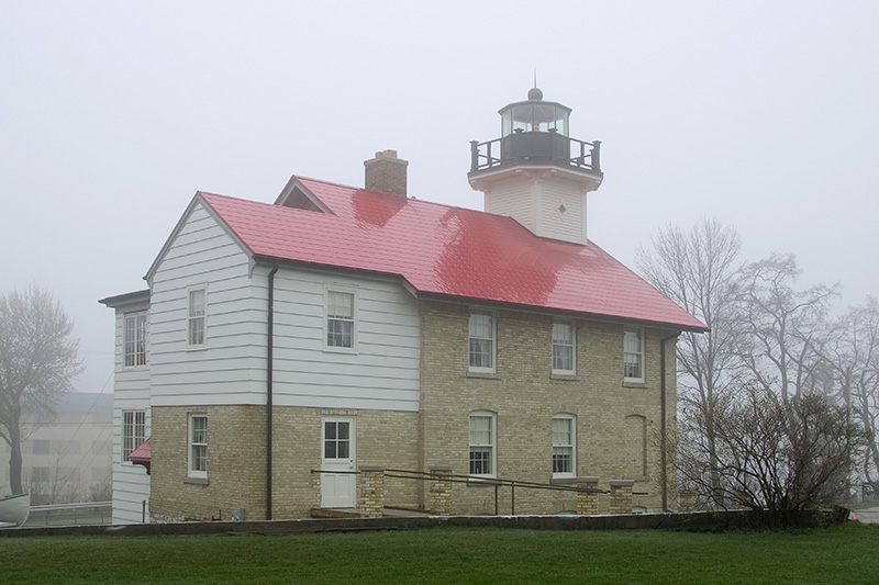 1860 Lightstation, foggy morning in early spring  - Port Washington, WI
