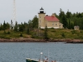 Copper Harbor Lighthouse tour boat returning to dock