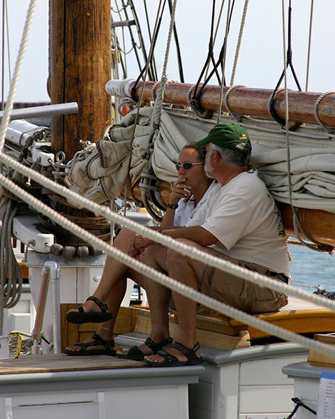 Relaxing aboard the SV Denis Sullivan