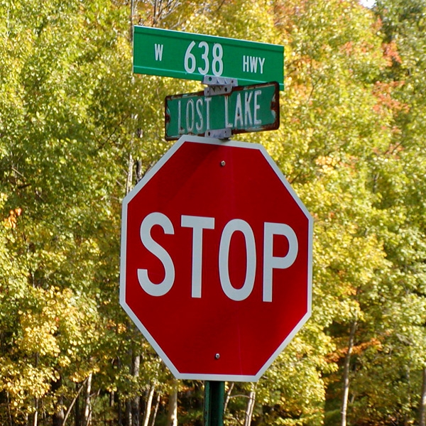 Entrance road sign near Lost Lake