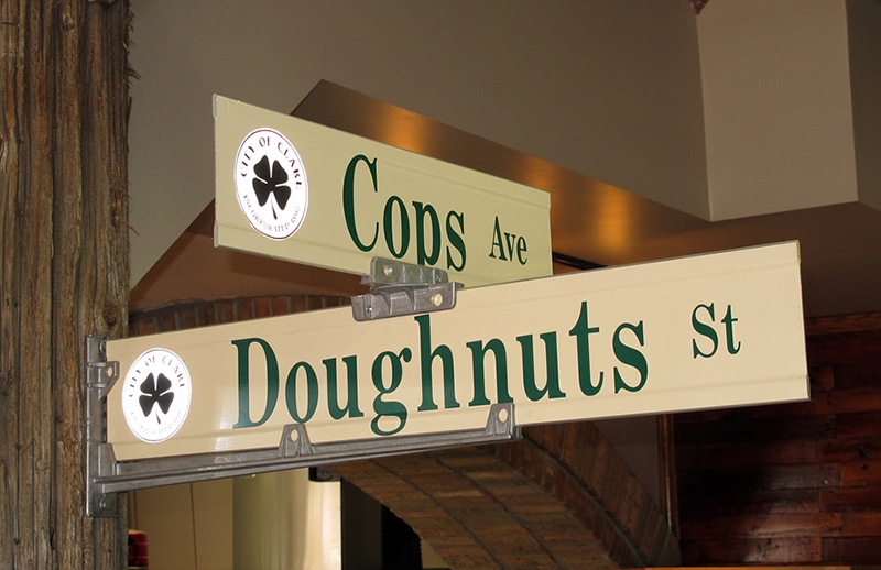 Lunch stop at Cops & Donuts in Clare